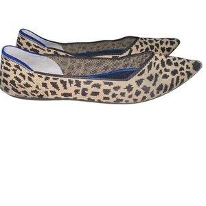 Rothy's Leopard Print Flats with Blue Trim